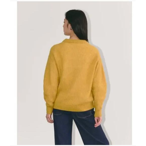 Everlane Cocoon Crew Alpaca Wool Blend Knit Golden Yellow Sweater Size S Casual - Picture 5 of 13